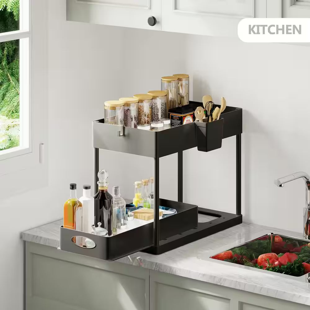 SpaceMax™ Under Sink Organizer – 2 Tier Sliding Storage System