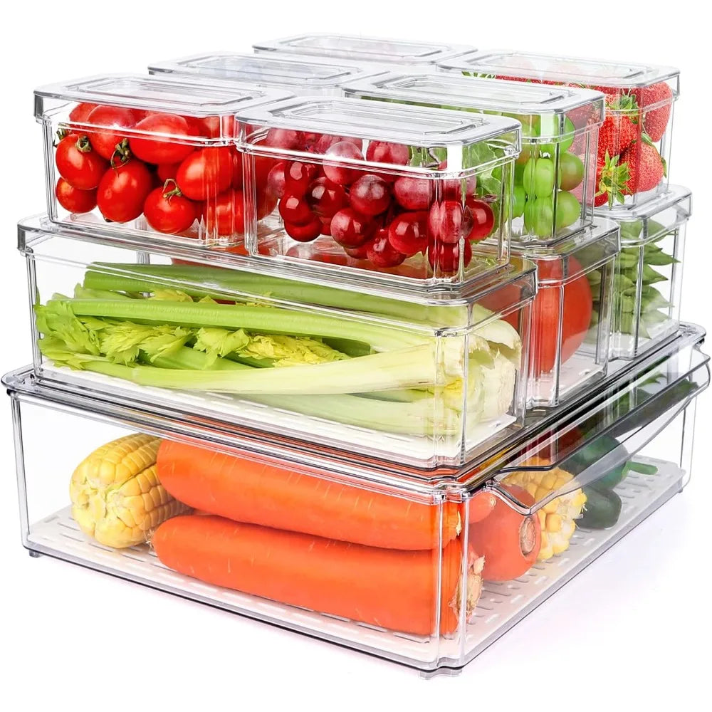 10 Pack Refrigerator Pantry Organizer Bins with Lids