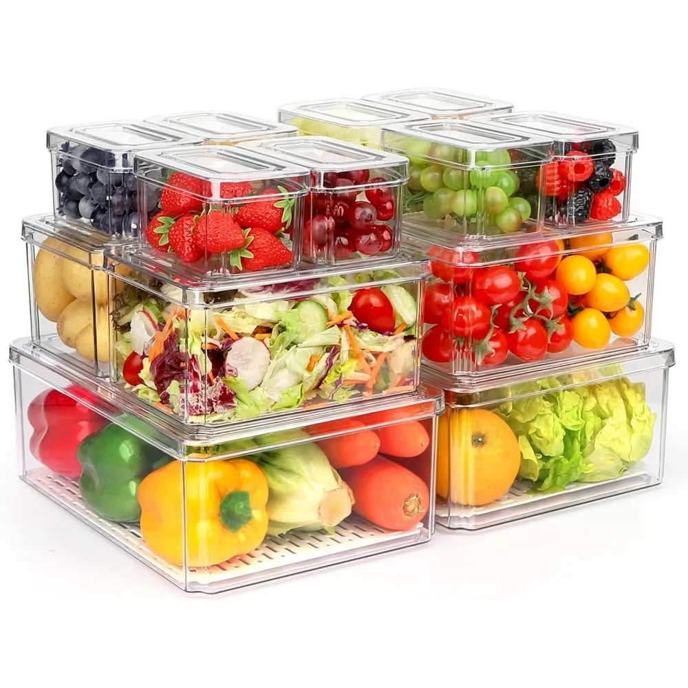 10 Pack Refrigerator Pantry Organizer Bins with Lids