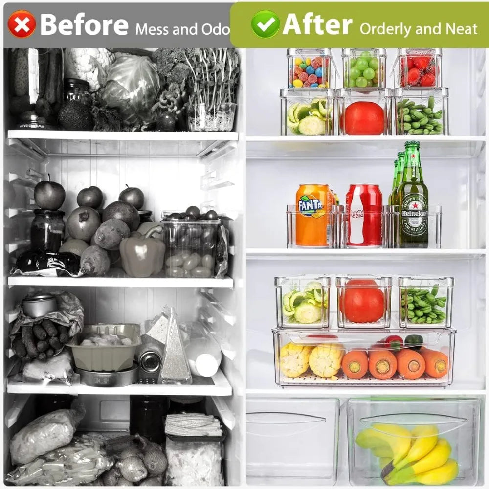 10 Pack Refrigerator Pantry Organizer Bins with Lids